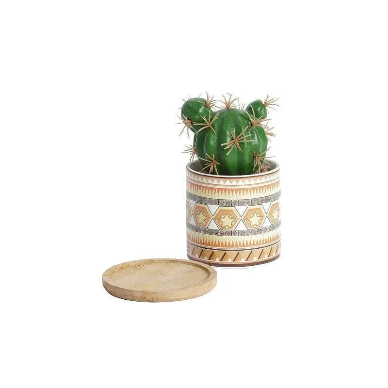 Faux Cacti In Ethnic Pot - 13.5 cms media 3