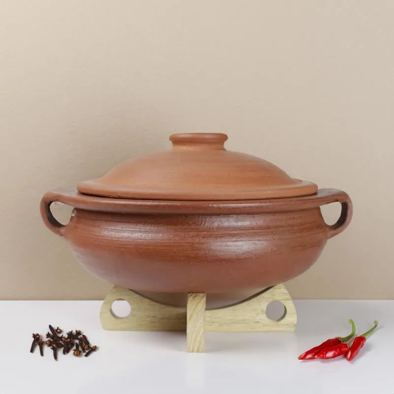Dilaab Urali Clay Pot With Lid Brown 2000 mL / 10 Inches media 1