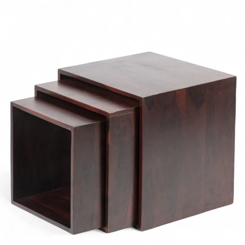 Tverox Sheesham Wooden Side & Bedside Table (Brown) - Set Of Three media 3