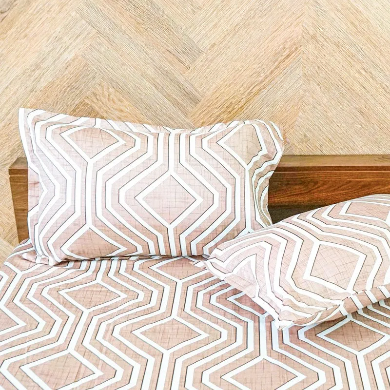 Akoya Geometric Cotton Bedsheet (Pink) - 200 TC media 4