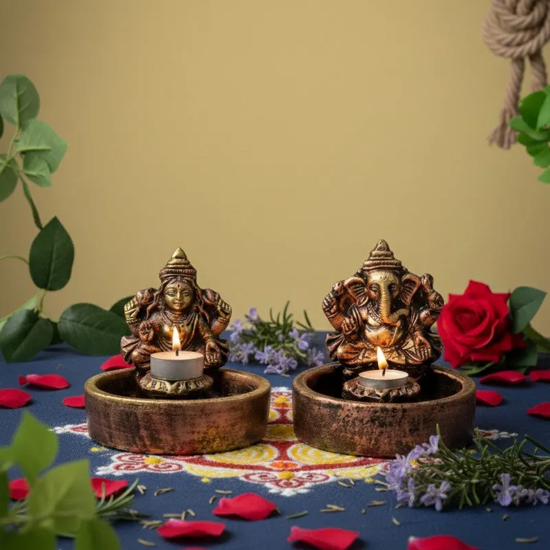 Saffron Divine Diya - Set Of Two media 4