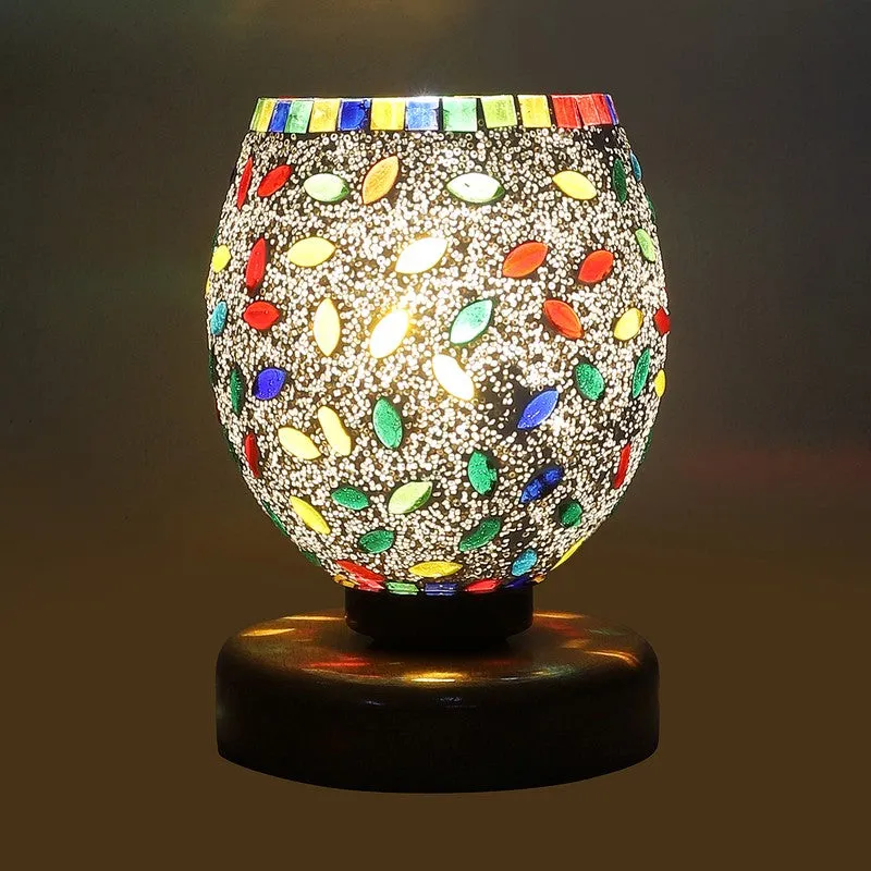 Luxira Mosaic Glass Table Lamp With Wooden Base - Multicolor media 6
