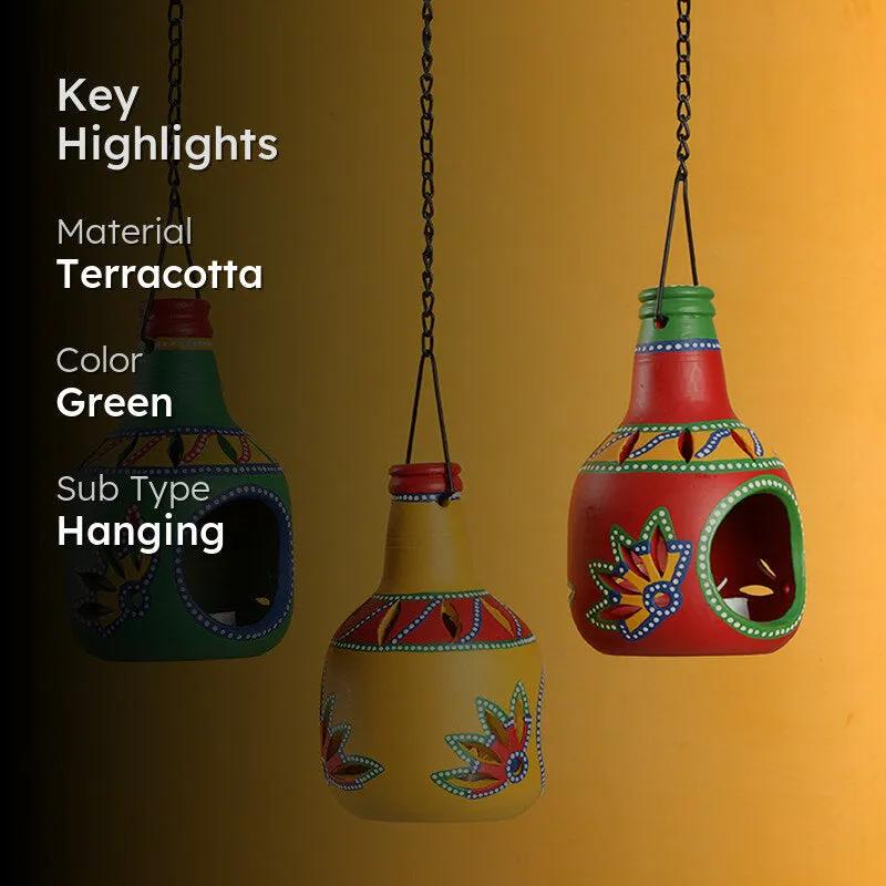 Pradeepam Terracotta Tea Light Holder (Multicolor) - Set Of Three media 2