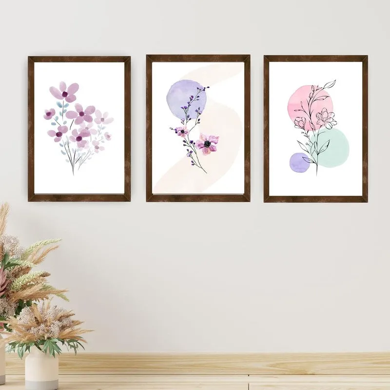 Dreamy Florals Paper Wall Painting With Frame - Brown media 3