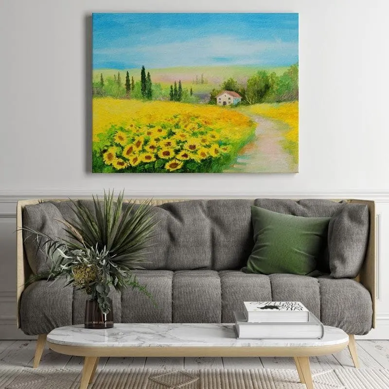Field Of Sunflowers Canvas Painting - Gallery Wrap media 3