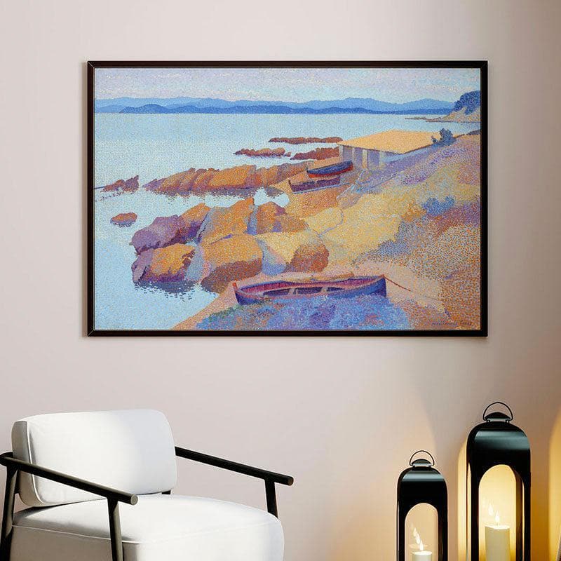 Serene Beach Canvas Wall Painting - Black Frame