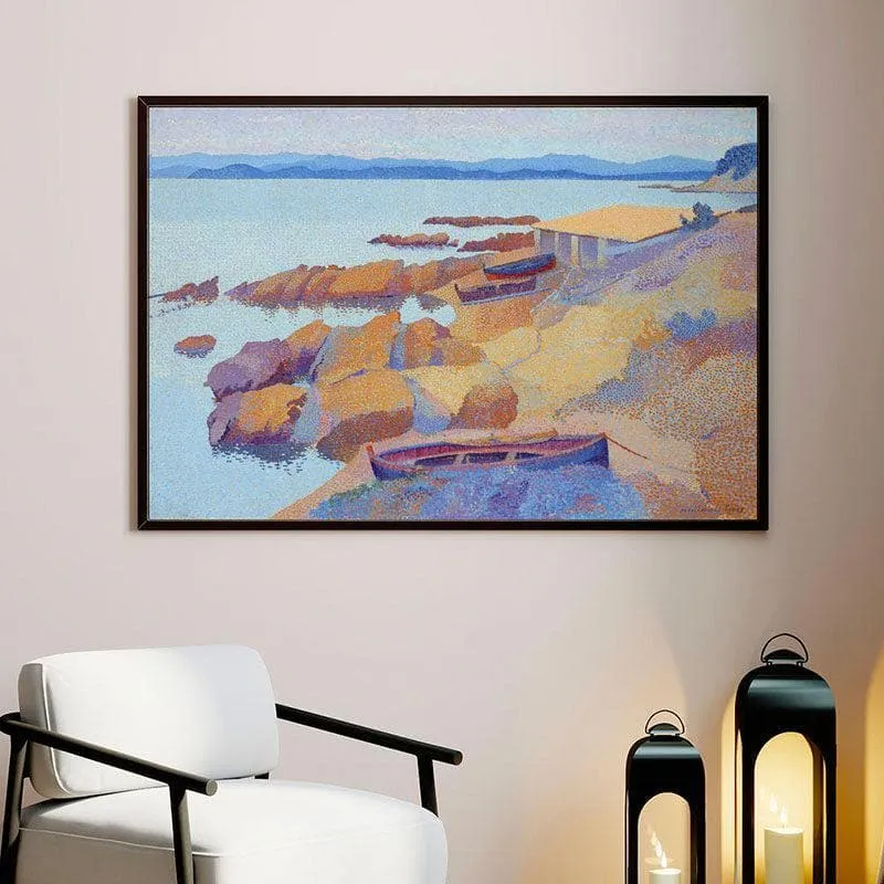 Serene Beach Canvas Wall Painting - Black Frame media 1