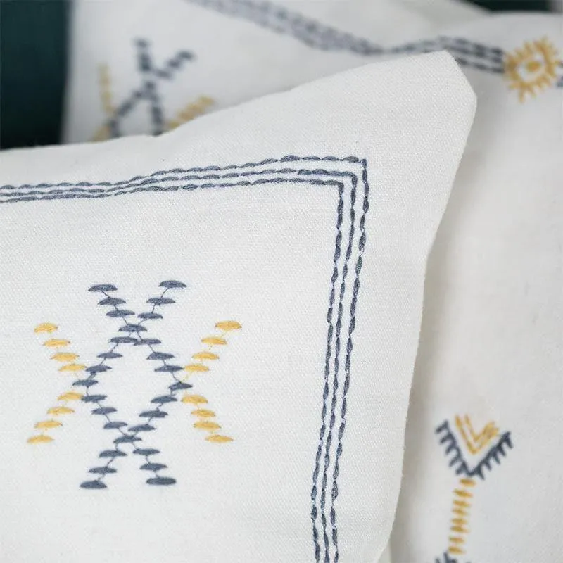 White Embroidered Cushion Cover - Set Of Two media 4