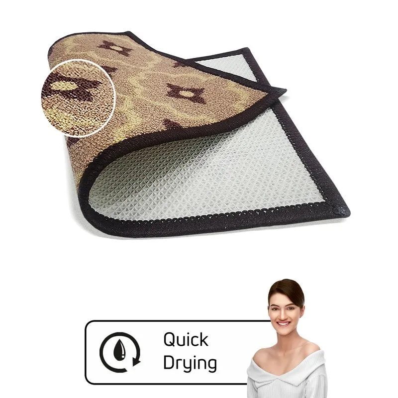 Eris Floral Nylon Door Mats - Brown,Beige media 4