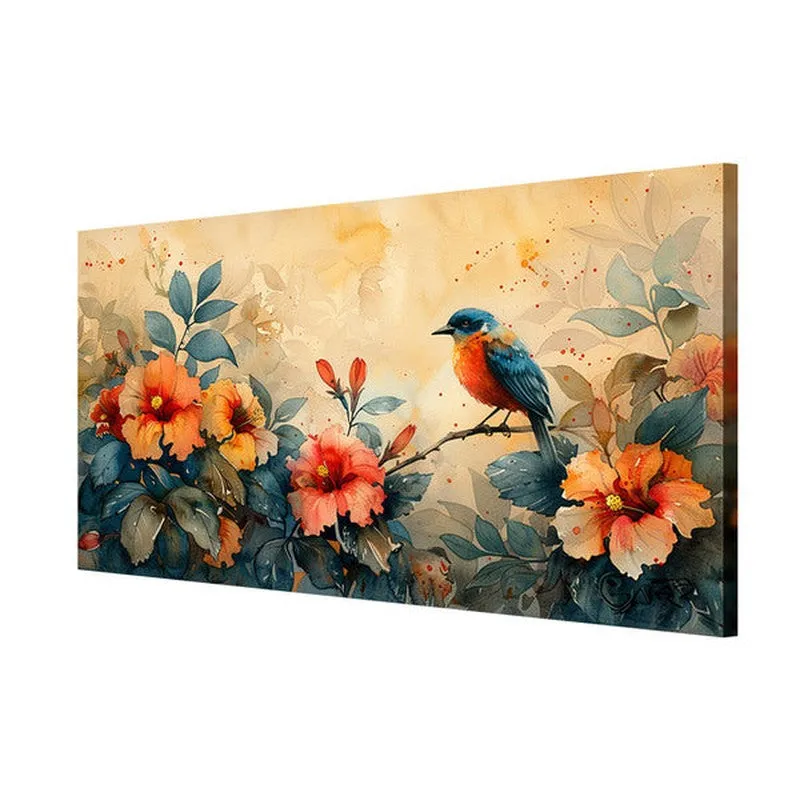 Chirping Bird And Floral Art Wall Painting media 5