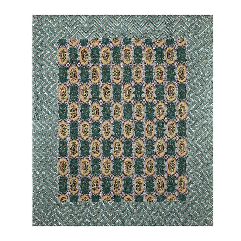 Floraum Cotton Bedsheet (Green,Yellow) - 240 TC media 6