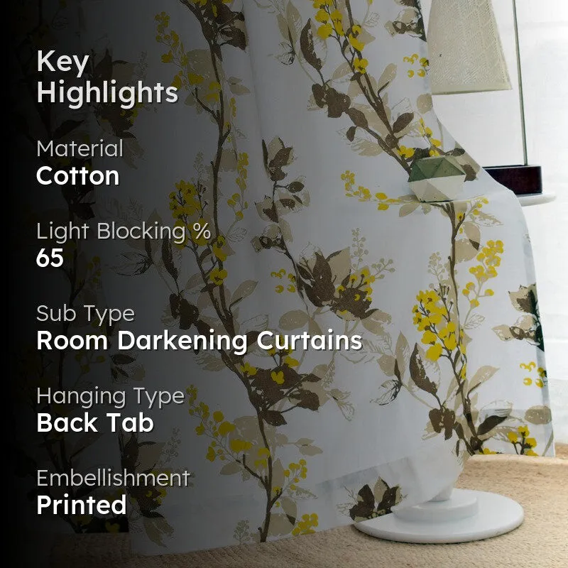 Tranquebar Home Garden Melody Cotton Curtains(Yellow) - Set Of Two media 2