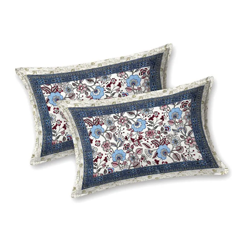 Weavely Cotton Bedsheet (White,Blue) - 240 TC media 4