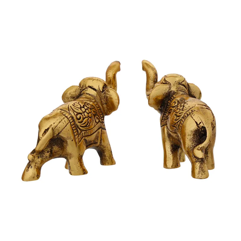 Elephant Raja Metal Showpiece - Set Of Two media 4