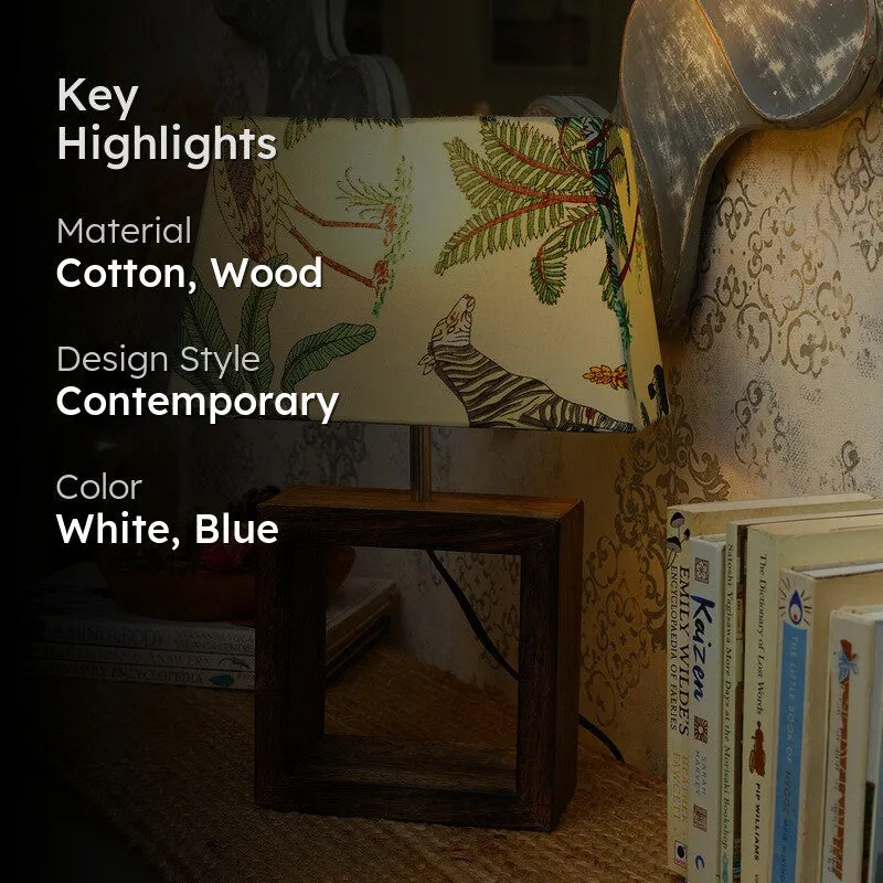 Wild Bloom Cotton Table Lamp With Wooden Base media 2