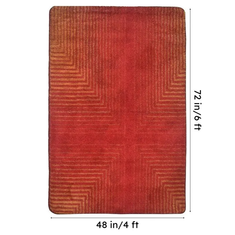 Grivon Abstract Micro Fiber Area Rug - Red,Beige media 7