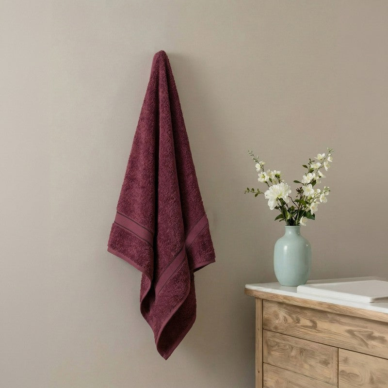 Monte Carlo Soft Hush Pure Cotton Bath Towel - Maroon - 75 x 150 cms