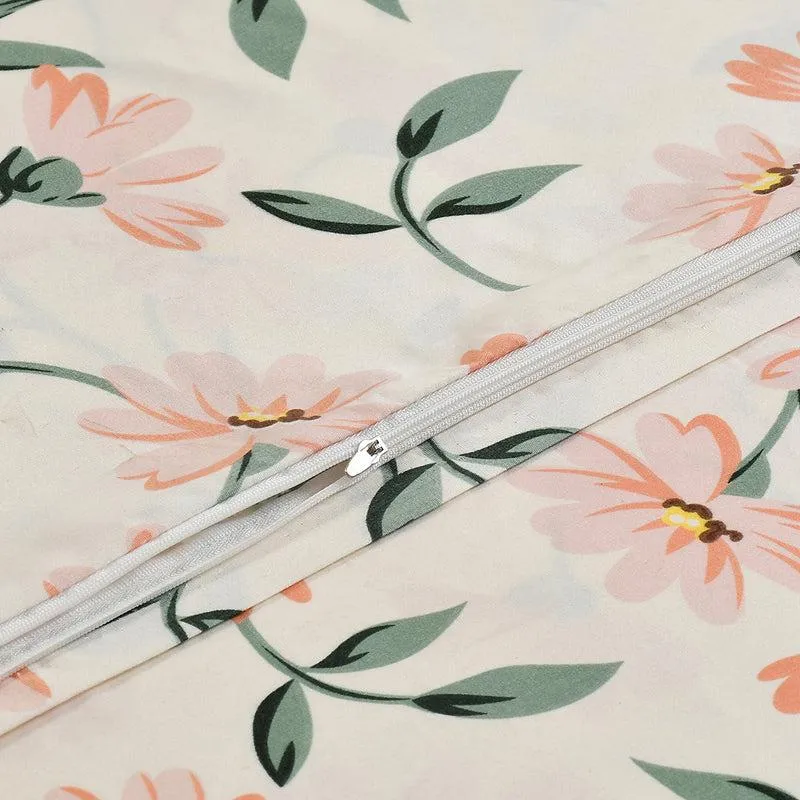 Blush Meadow Floral Cotton Duvet Cover - 210 TC media 4