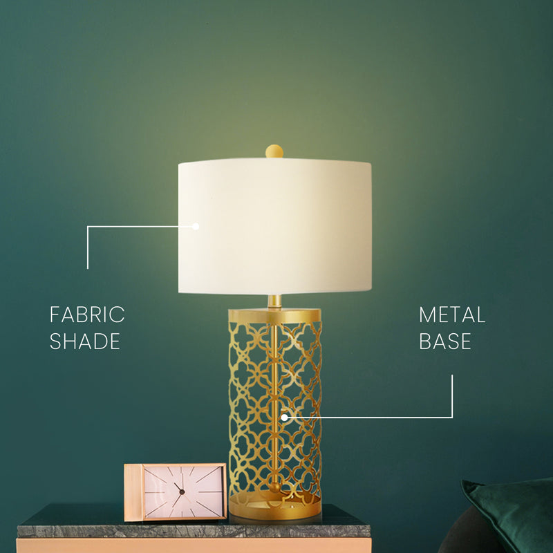 Eternal Elegance Iron LED Fabric Table Lamp - Gold,White media 4