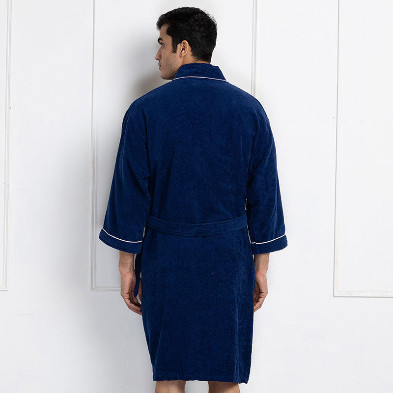 Nautica His & Hers Cashmere Dreams Cotton Bath Robe (Coral & Navy Blue) - Set Of Two media 6