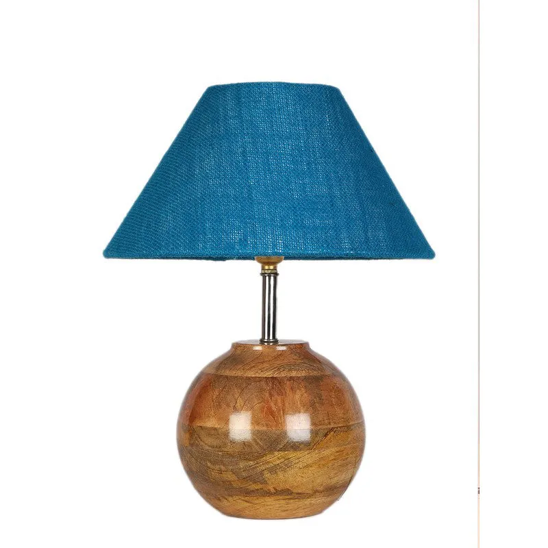 Auryon Jute Table Lamp With Wooden Base - Blue media 4