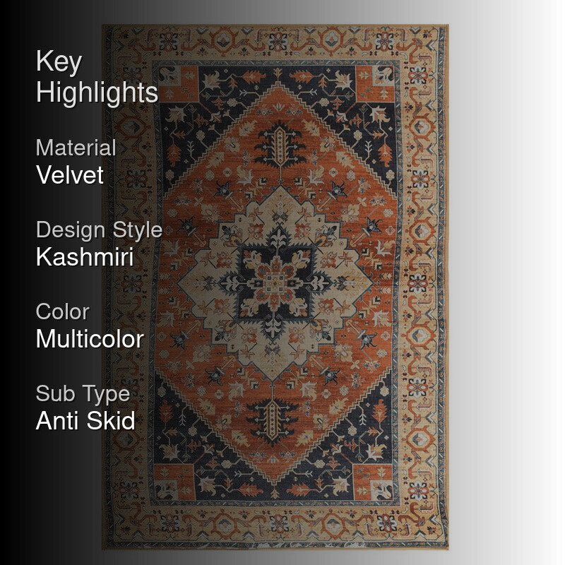 Sahra Velvet Rectangle Anti-Skid Carpet media 2