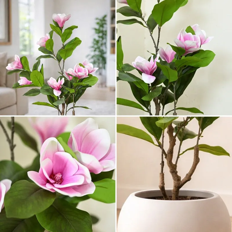 Bloom Grace Magnolia Artificial Plant With Black Plastic Pot - 91 cm (3 ft) media 4