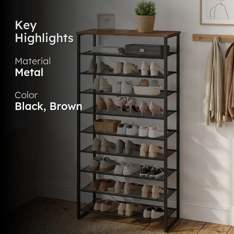 Flexible Metal Shoe Rack - Black,Brown media 2