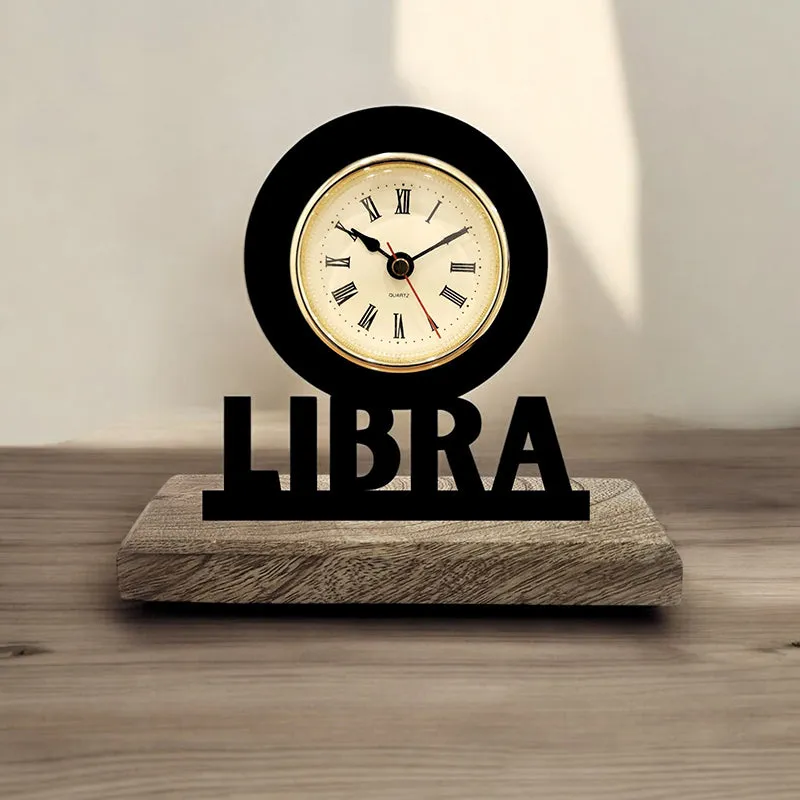 Libra Zodiac Analog Table Clock media 1