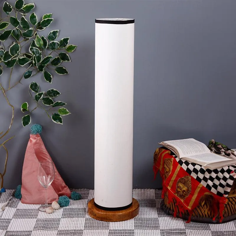 Agia Wooden Tower Floor Lamp With Jute Shade - Black & White media 2