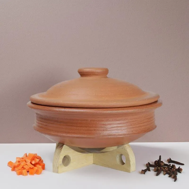 Manawari Clay Pot With Lid Brown 3000 mL / 12 Inches media 1