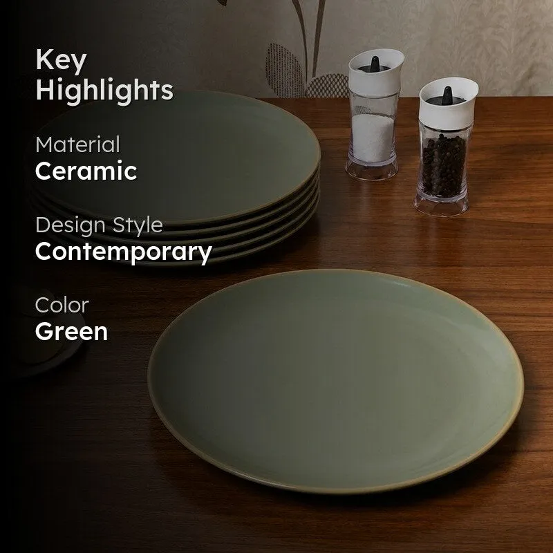 Ceramic Dinner Plates (Green) - Set of Six media 2