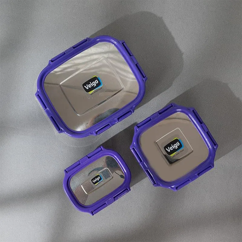 Savory Sam Blue Lunch Box (550/300/150 mL) - Three Piece Set media 1