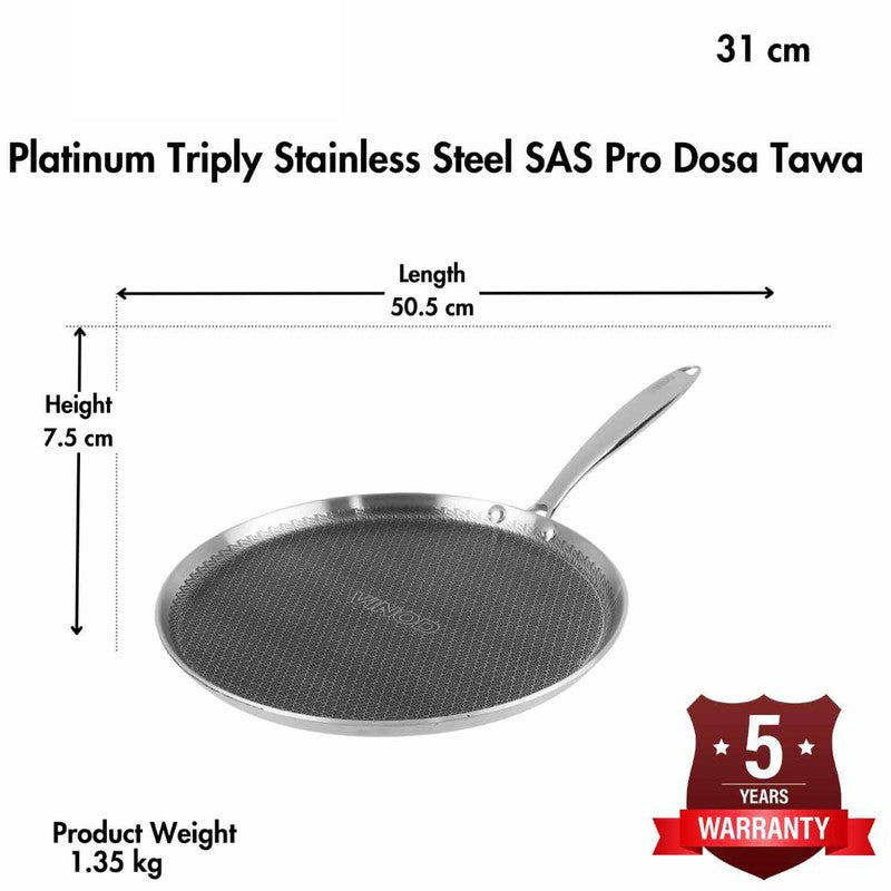 Vinod Velric Stainless Steel Dosa Tawa - 32 cm media 9