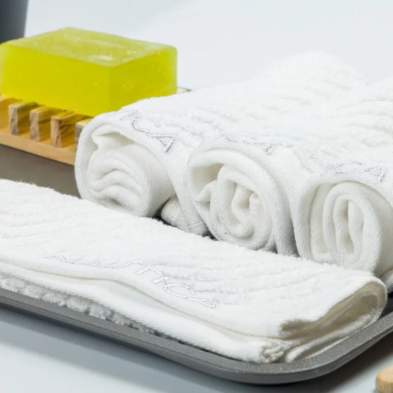 Nautica Dove Cotton Hand & Face Towel (White) - Set Of Four media 4