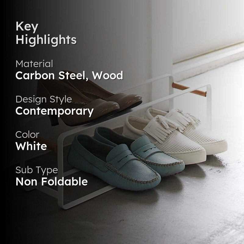 Chic Sole Carbon Steel & Wood Shoe Rack - White media 2