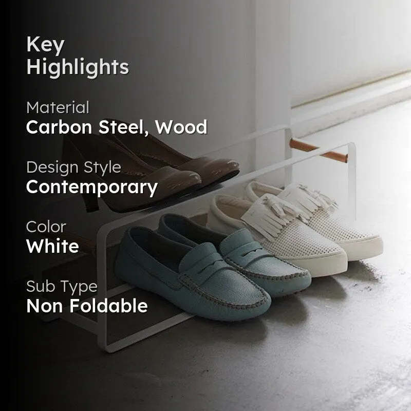 Chic Sole Carbon Steel & Wood Shoe Rack - White media 2