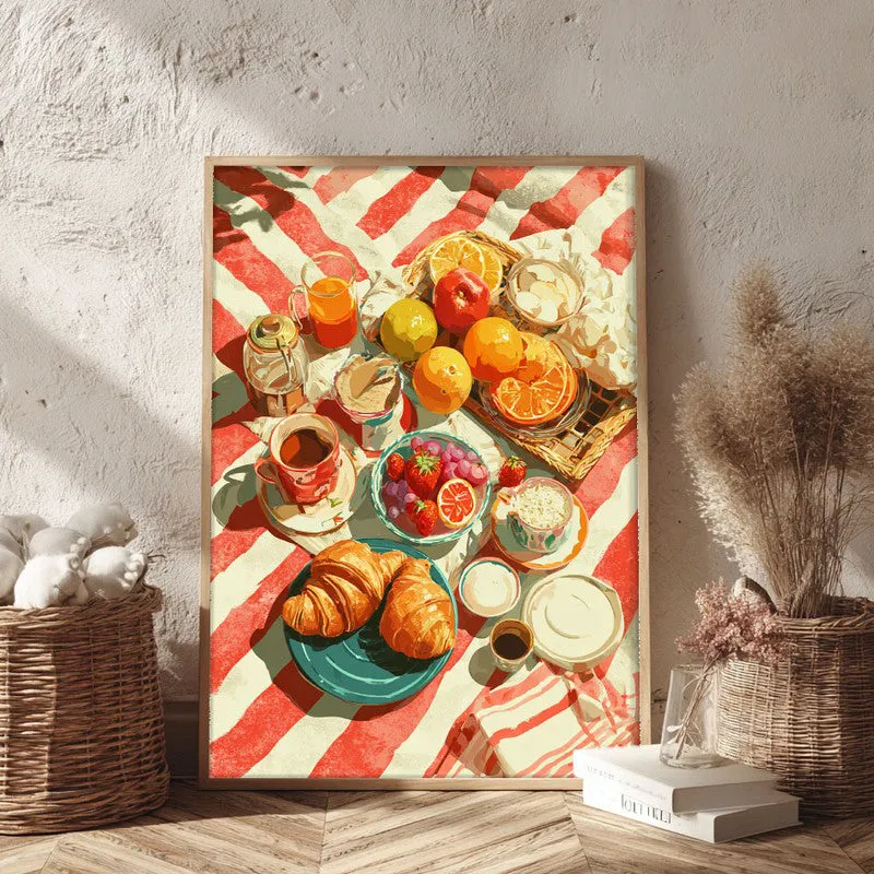 Scarlet Spread Canvas Wall Painting - Brown Frame media 3