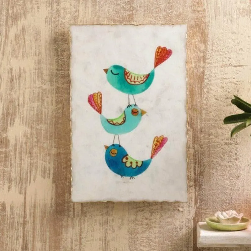 Happy Birdies Marble Wall Accent media 1