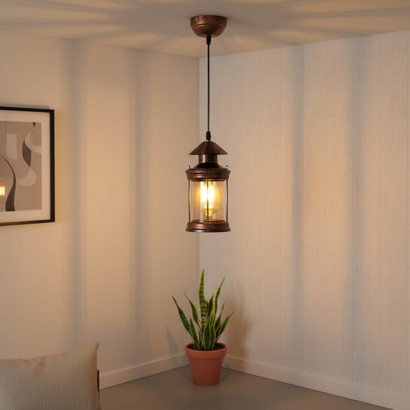 Copper Shine Glass Ceiling Lamp