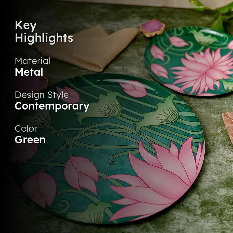Lotus Scape Metal Platter - Set of Two media 2