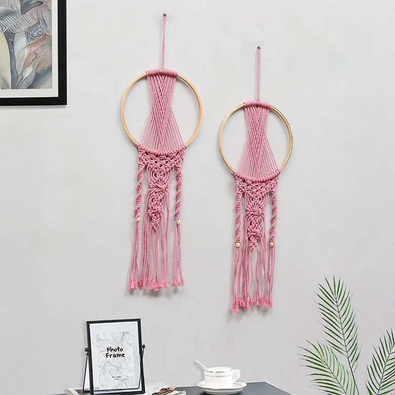 Knottic Macrame Fabric Wall Accent (Pink) - Set Of Two media 3
