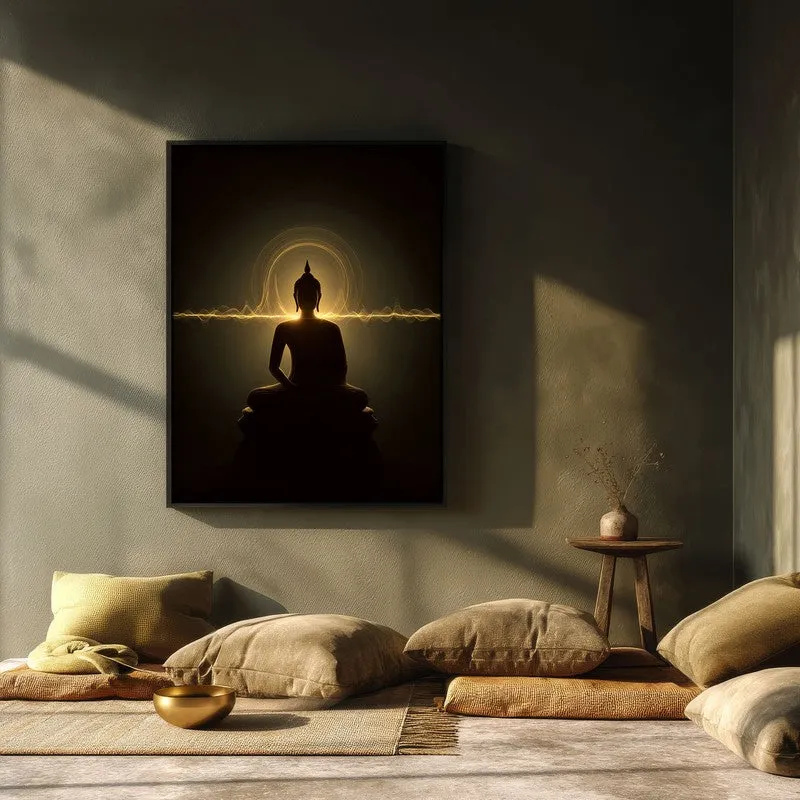 Silence Of Buddha Archival Paper Wall Painting With Black Frame media 3