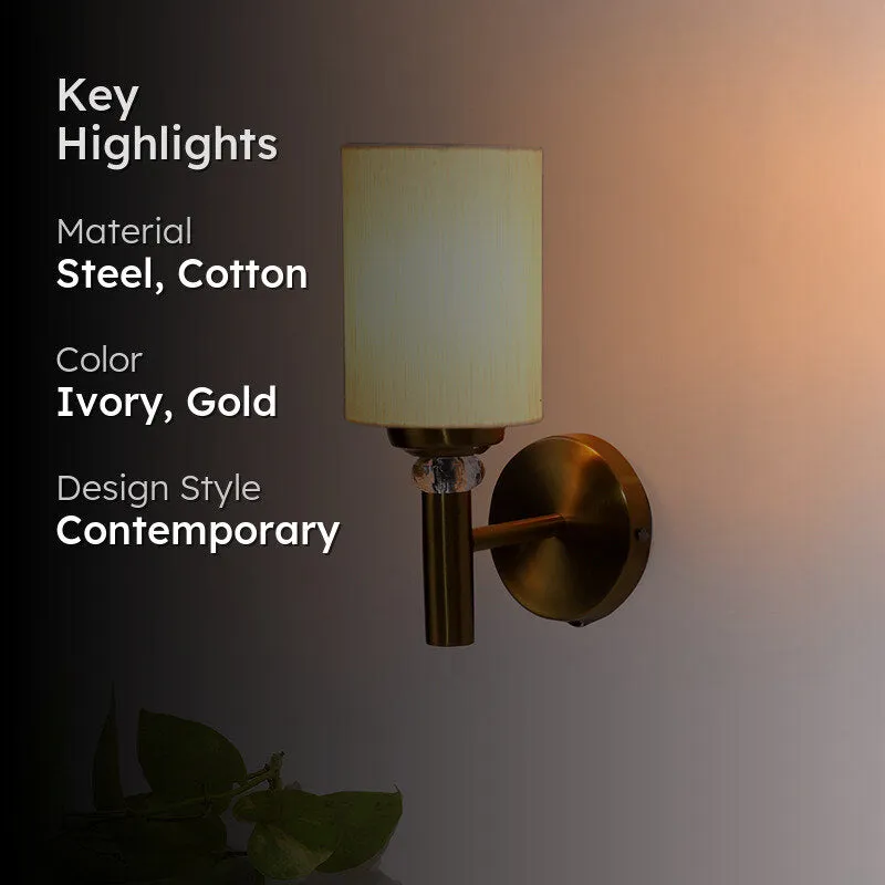 Sienna Steel & Cotton Wall Lamp - Ivory media 2