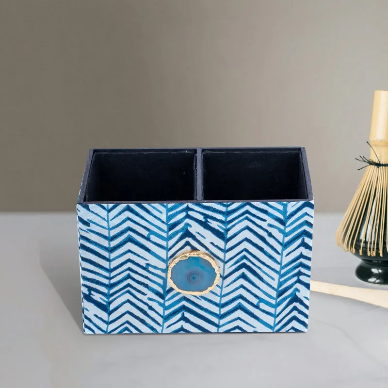 Azure Chevron MDF Cutlery Holder media 1