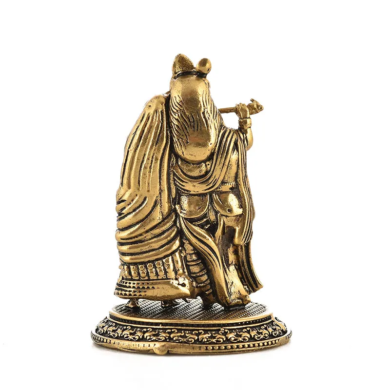 Auspicious Radha Krishna Brass Idol - Gold media 5