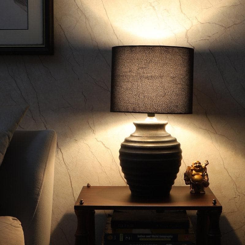 Bisara Palmer Fabric Table Lamp - Black,Brown