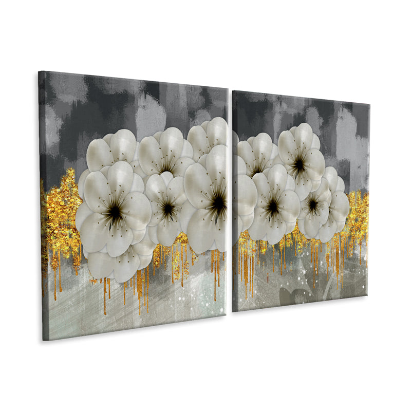 Opal & Gold Canvas Wall Painting - Set Of Two media 4