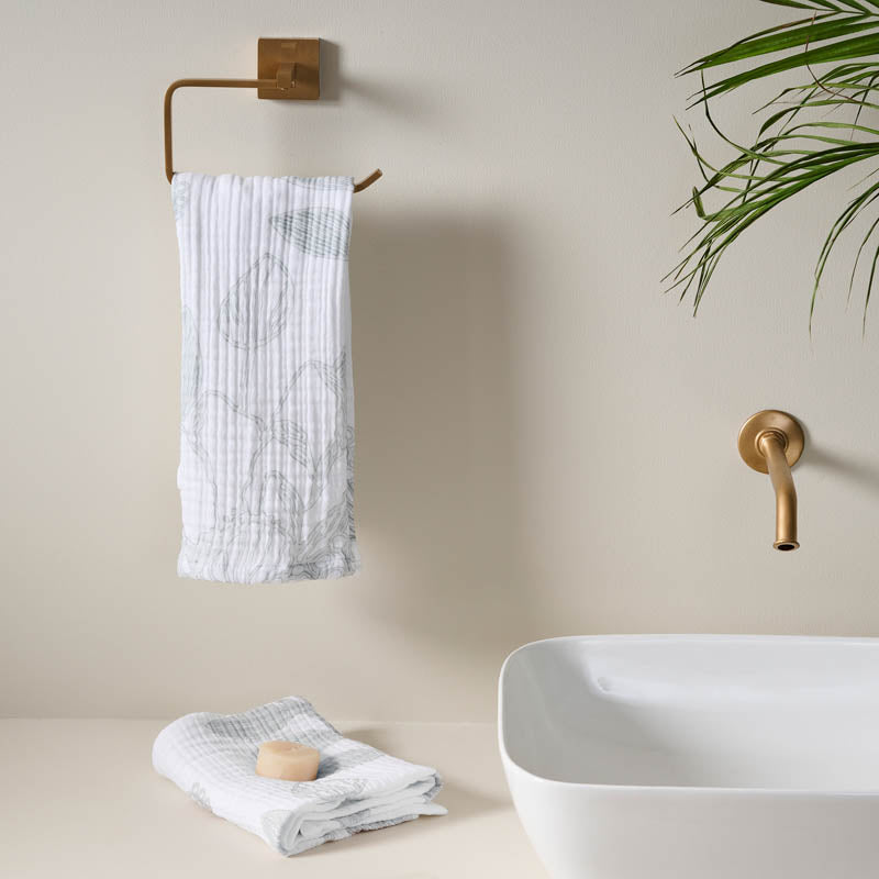 Luxe Hand Towel (White & Blue) - Set of Two