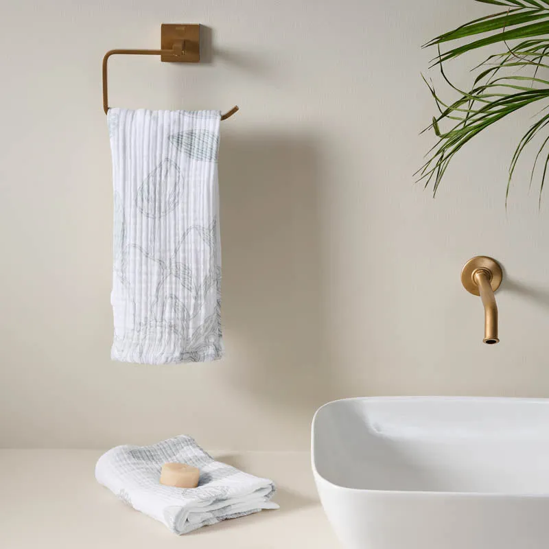 Luxe Hand Towel (White & Blue) - Set of Two media 1